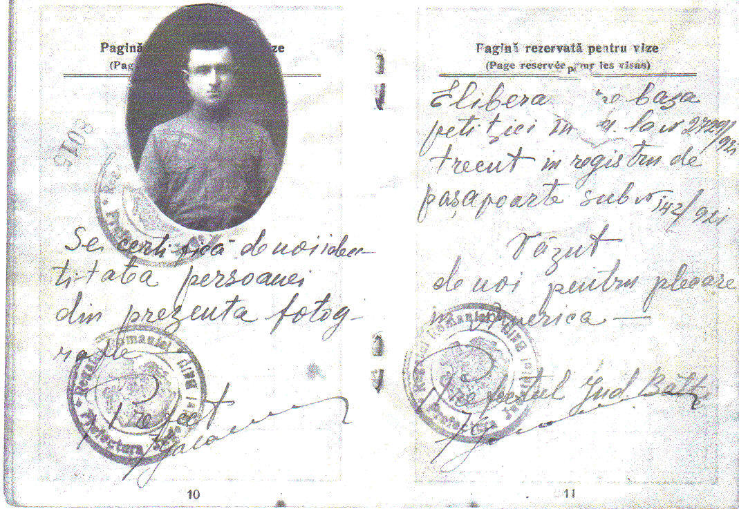Sidney Geselowitz passport photo 1921